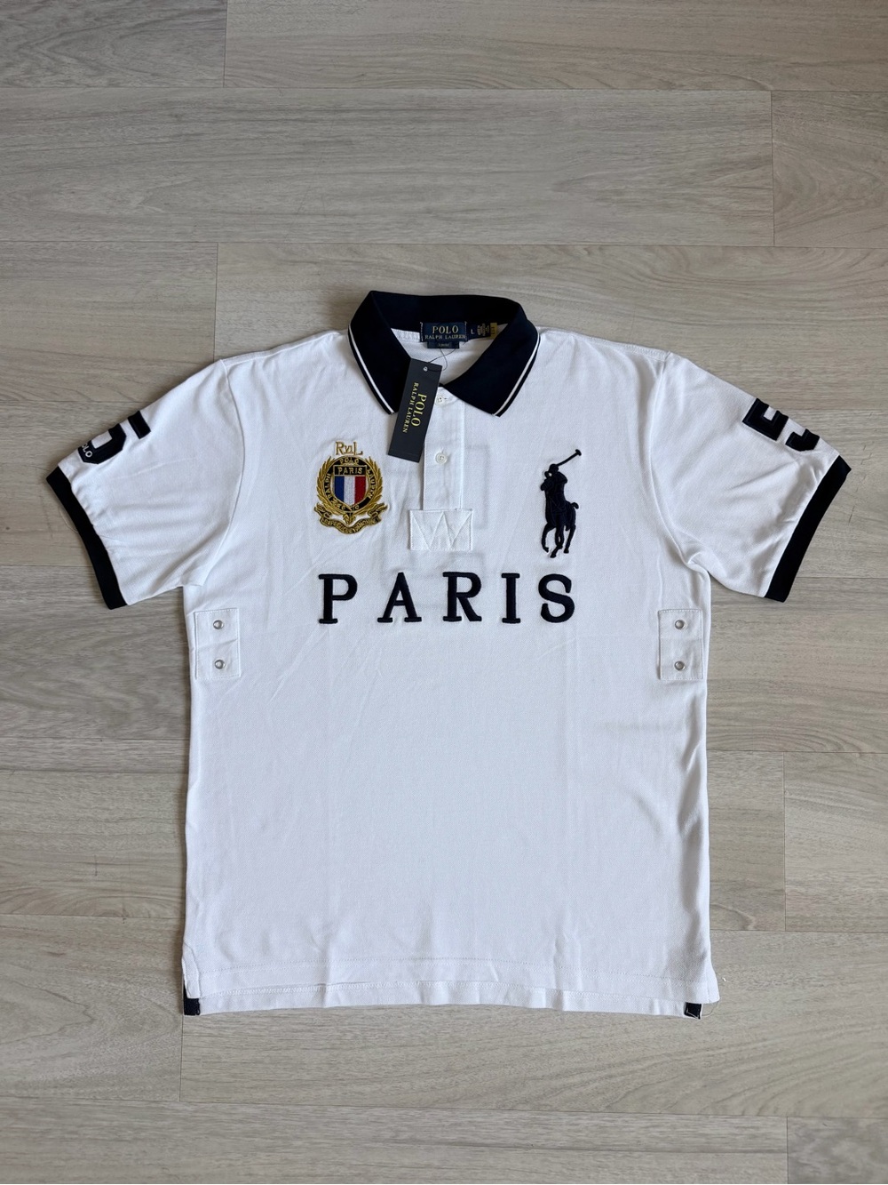 Polo by Ralph Lauren Paris Embroidered White Polo Shirt